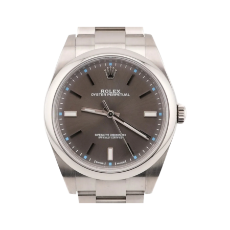 Rolex Oyster Perpetual 39 Stainless Steel Dark Rhodium Stick Dial 114300