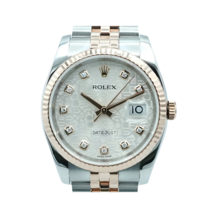 Rolex Datejust 36 Stainless Steel and Rose Gold Silver Diamond Dial 116231