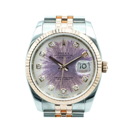 Rolex Datejust Stainless Steel and Rose Gold Sun Damaged Diamond Dial 116231