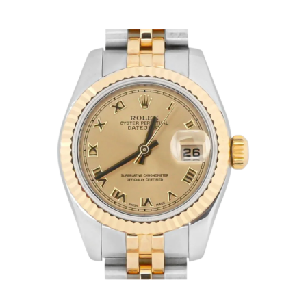 Rolex Lady-Datejust Stainless Steel and Yellow Gold Champagne Roman Dial 179173