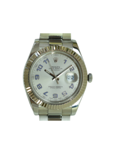 Rolex Datejust II Stainless Steel and White Gold Silver Blue Arabic Dial 116334