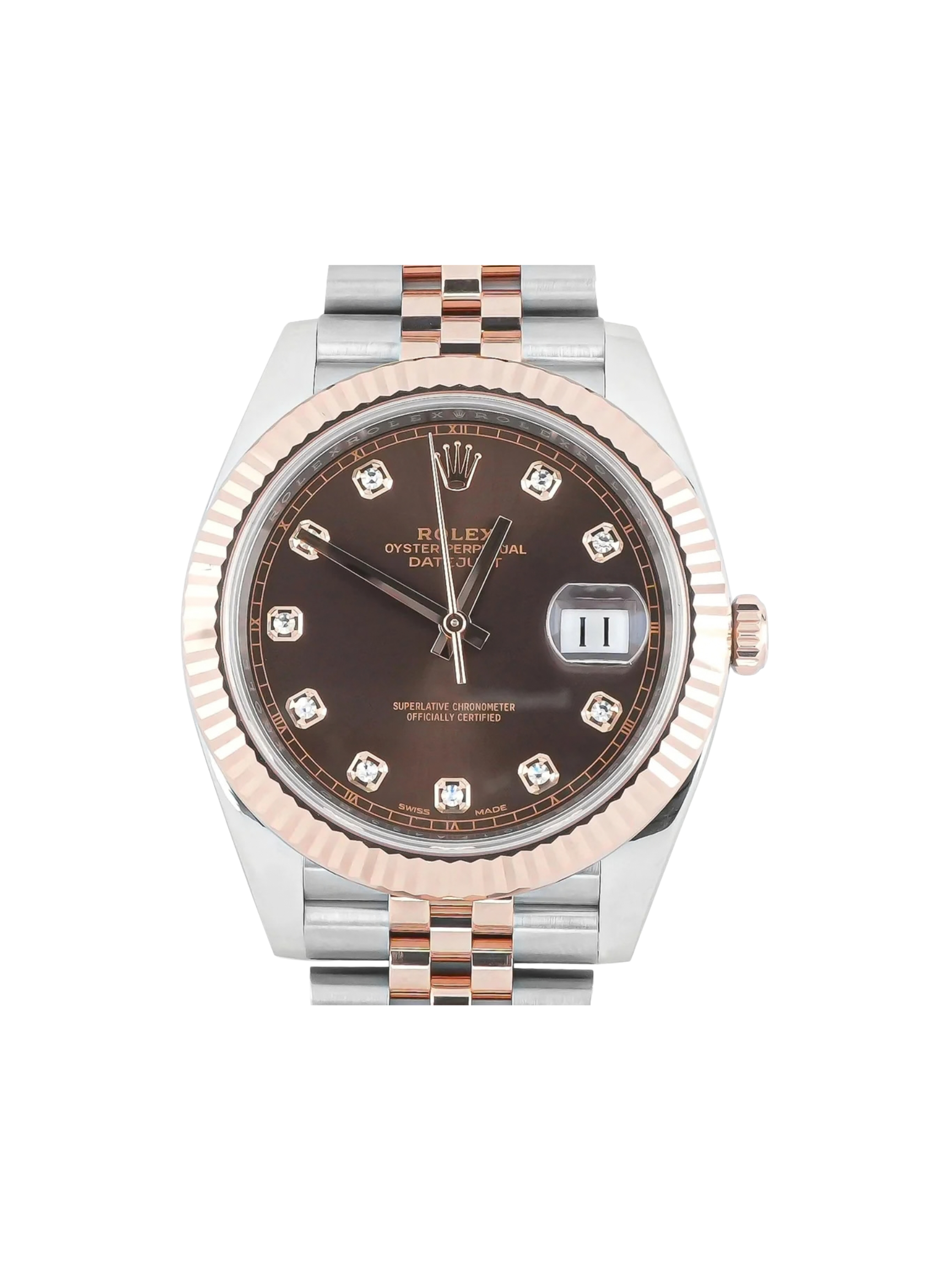 Rolex Datejust Stainless Steel and Rose Gold Brown Diamond Dial 126331