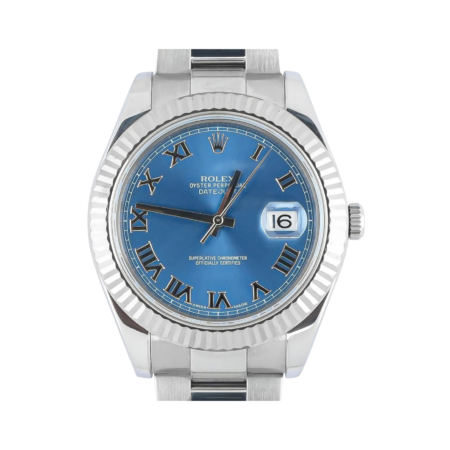 Rolex Datejust II Stainless Steel and White Gold Blue Roman Dial 116334