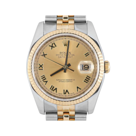 Rolex Datejust Stainless Steel and Yellow Gold Champagne Roman Dial 116233