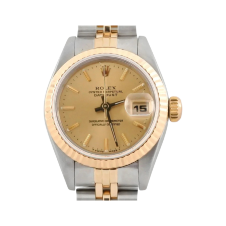 Rolex Lady-Datejust Stainless Steel and Yellow Gold Champagne Stick Dial 69173