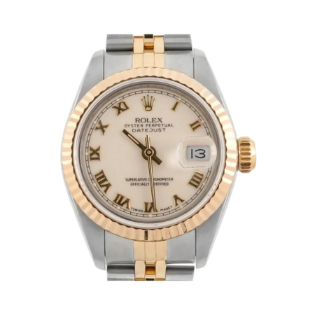 Rolex Lady-Datejust Stainless Steel and Yellow Gold Ivory Roman Dial 69173