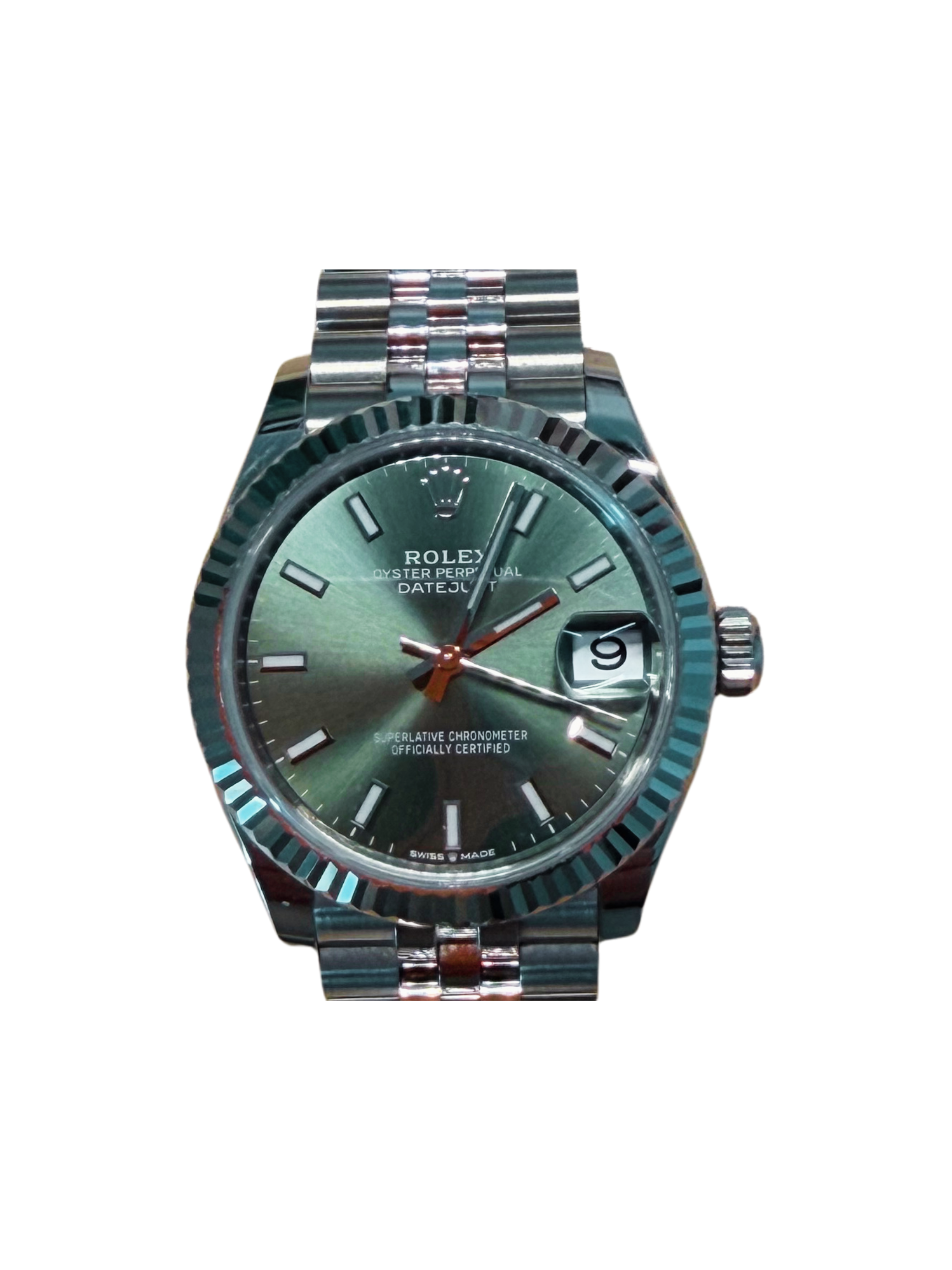 Rolex Datejust 31 Stainless Steel and White Gold Green Stick Dial 278274