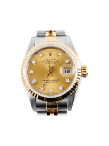 Rolex Lady-Datejust Stainless Steel and Yellow Gold Champagne Diamond Dial 69173