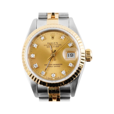 Rolex Lady-Datejust Stainless Steel and Yellow Gold Champagne Diamond Dial 69173
