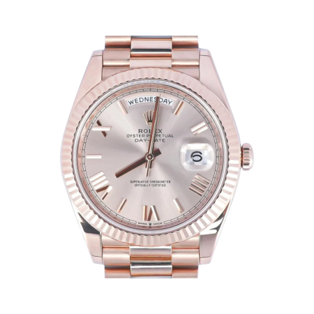 Rolex Day-Date 40 Rose Gold Sundust Bevelled Roman Dial 228235