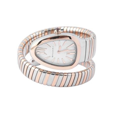 Bvlgari Serpenti Tubogas Stainless Steel and Rose Gold White Roman Dial 103708