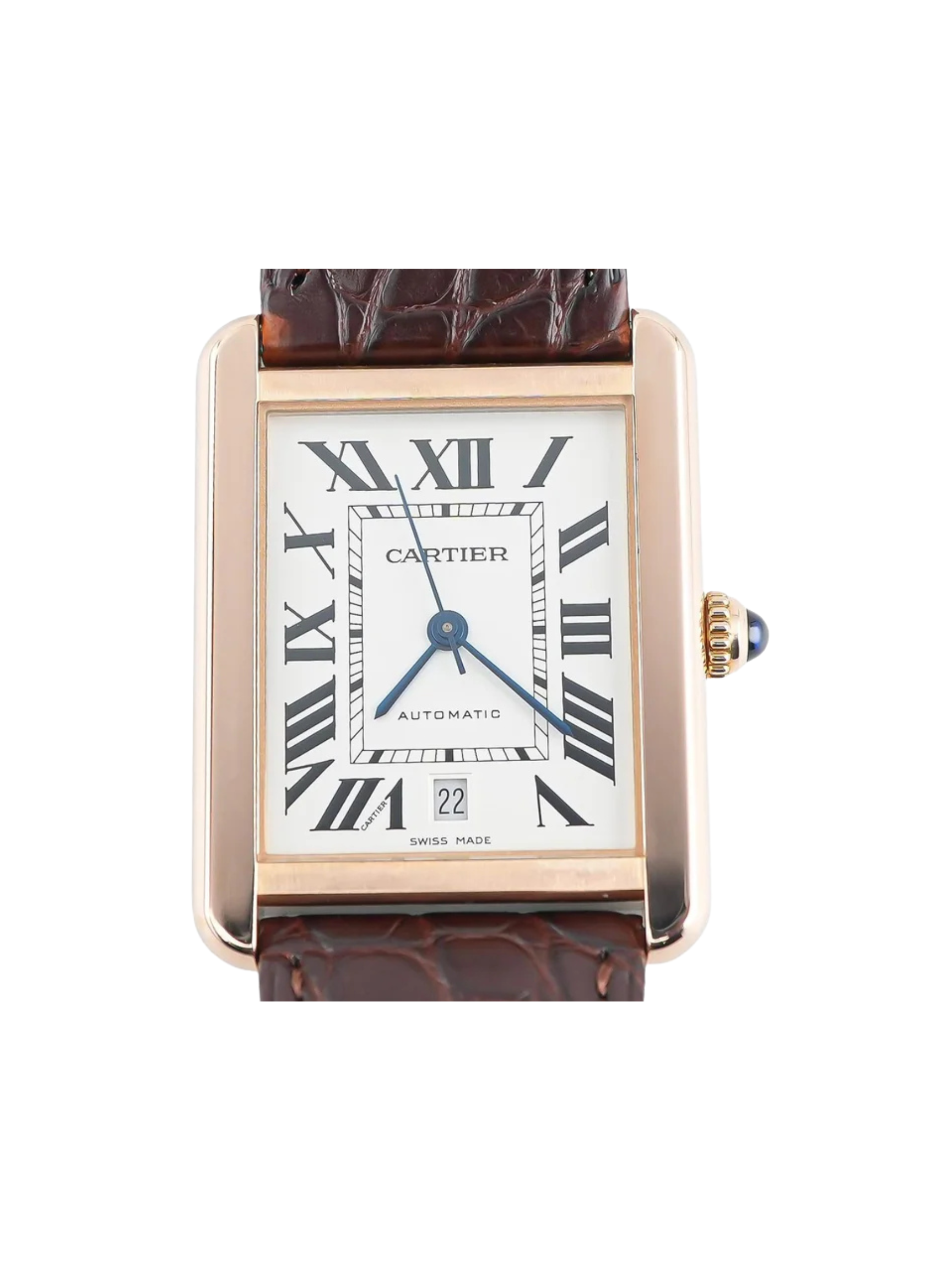 Cartier Tank Solo Rose Gold Silver Roman Dial W5200026